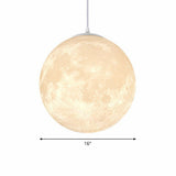 Moon Restaurant Suspension Lamp Metal Artistic LED Hanging Ceiling Light in White White 16" Clearhalo 'Ceiling Lights' 'Close To Ceiling Lights' 'Glass shade' 'Glass' 'Modern Pendants' 'Modern' 'Pendant Lights' 'Pendants' Lighting' 2254663