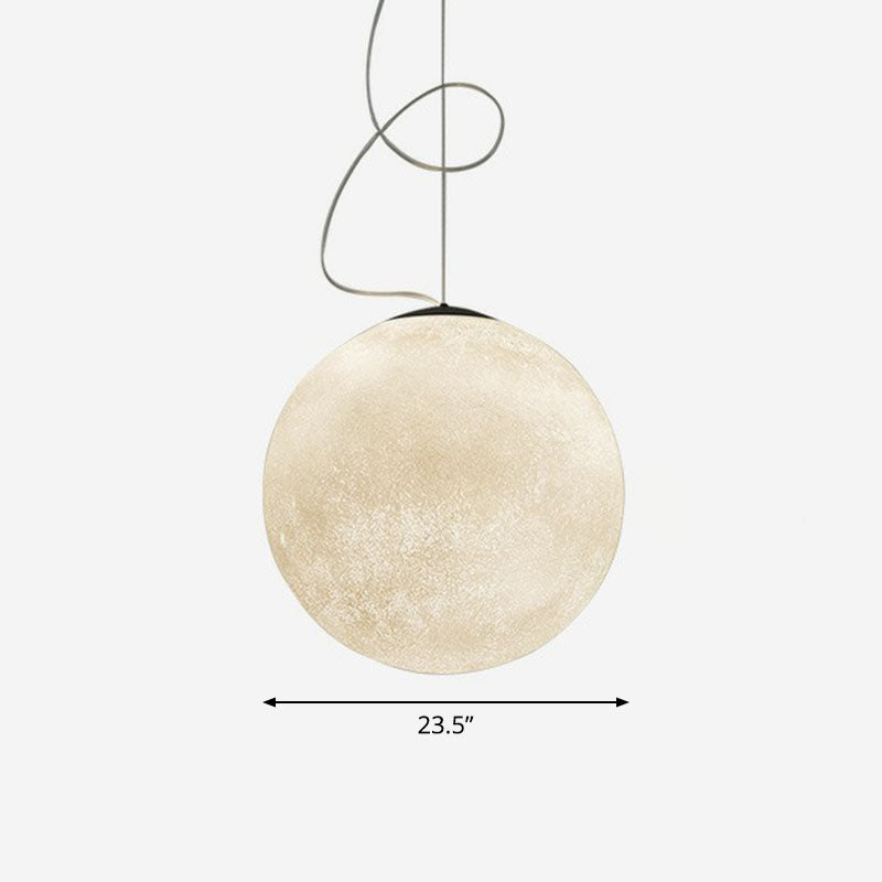 Novelty Minimalist Moon Shaped Hanging Lamp Resin 1 Bulb Dining Room Ceiling Light in White White Clearhalo 'Ceiling Lights' 'Close To Ceiling Lights' 'Glass shade' 'Glass' 'Modern Pendants' 'Modern' 'Pendant Lights' 'Pendants' Lighting' 2254665
