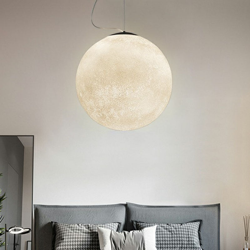 Novelty Minimalist Moon Shaped Hanging Lamp Resin 1 Bulb Dining Room Ceiling Light in White Clearhalo 'Ceiling Lights' 'Close To Ceiling Lights' 'Glass shade' 'Glass' 'Modern Pendants' 'Modern' 'Pendant Lights' 'Pendants' Lighting' 2254666