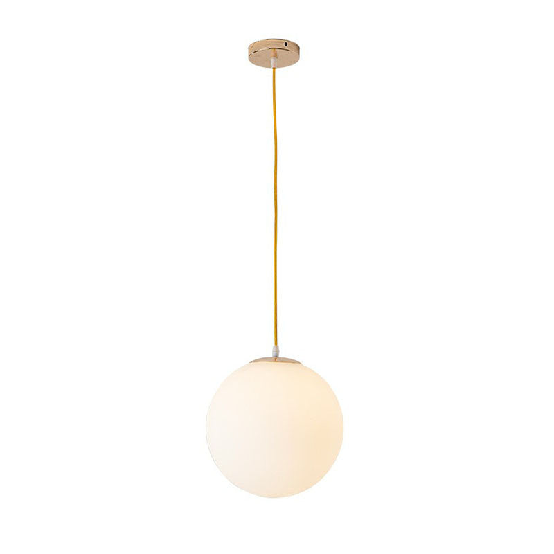 White Glass Spherical Suspension Lighting Minimalism 1 Head Ceiling Pendant Light over Table Clearhalo 'Ceiling Lights' 'Modern Pendants' 'Modern' 'Pendant Lights' 'Pendants' Lighting' 2254678