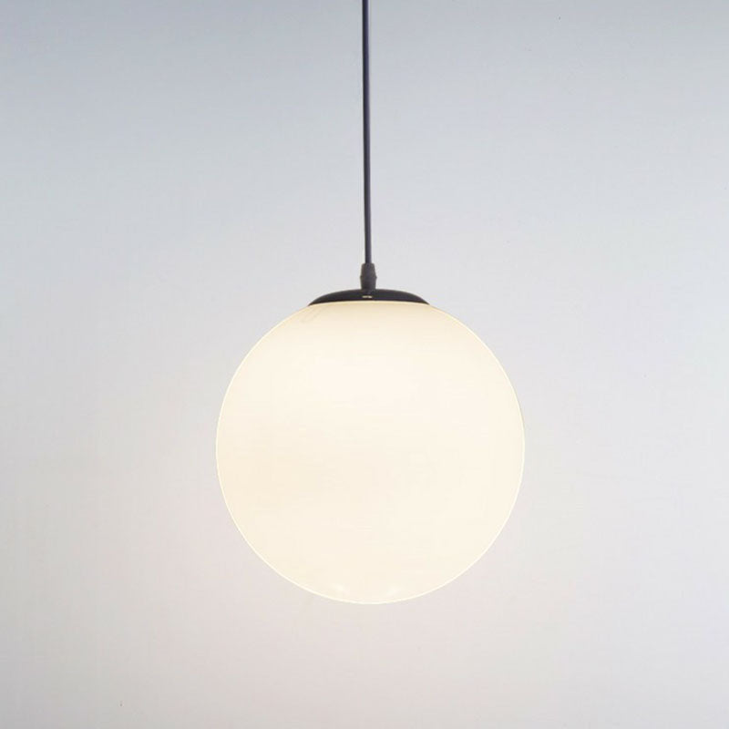 Simple Sphere Down Lighting Pendant White Glass 1-Light Restaurant Suspended Lighting Fixture Clearhalo 'Ceiling Lights' 'Modern Pendants' 'Modern' 'Pendant Lights' 'Pendants' Lighting' 2254691