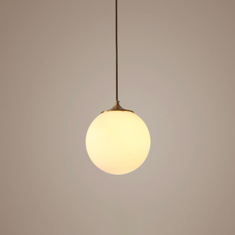 Global Suspension Pendant Light Simple Frosted White Glass 1 Bulb Dining Room Drop Lamp White 6" Clearhalo 'Ceiling Lights' 'Modern Pendants' 'Modern' 'Pendant Lights' 'Pendants' Lighting' 2254696