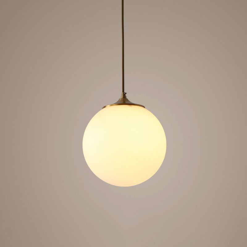Global Suspension Pendant Light Simple Frosted White Glass 1 Bulb Dining Room Drop Lamp White 10" Clearhalo 'Ceiling Lights' 'Modern Pendants' 'Modern' 'Pendant Lights' 'Pendants' Lighting' 2254699