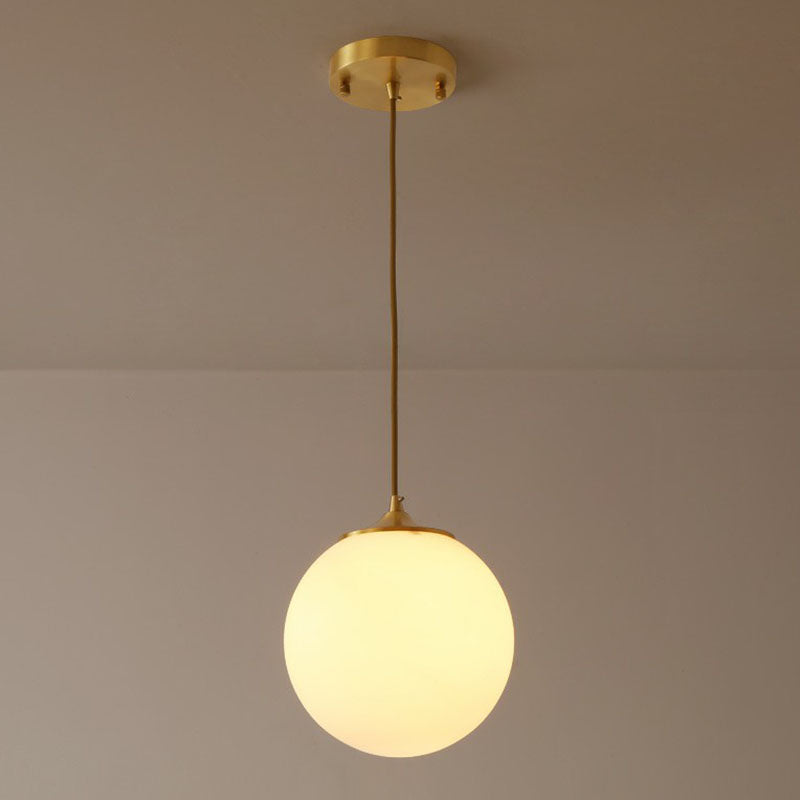 Global Suspension Pendant Light Simple Frosted White Glass 1 Bulb Dining Room Drop Lamp Clearhalo 'Ceiling Lights' 'Modern Pendants' 'Modern' 'Pendant Lights' 'Pendants' Lighting' 2254700