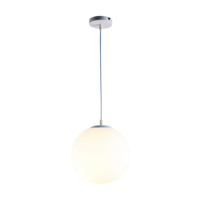 Opaque Glass Spherical Hanging Lamp Modern 1 Head White Pendant Lighting for Dining Room Clearhalo 'Ceiling Lights' 'Modern Pendants' 'Modern' 'Pendant Lights' 'Pendants' Lighting' 2254707