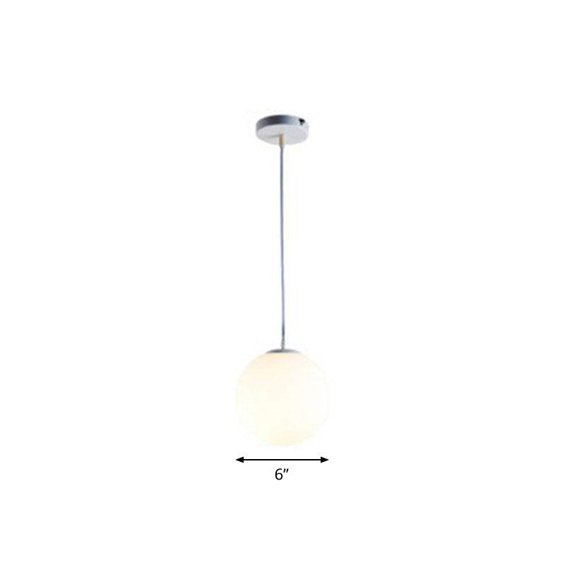 Opaque Glass Spherical Hanging Lamp Modern 1 Head White Pendant Lighting for Dining Room White 6" Clearhalo 'Ceiling Lights' 'Modern Pendants' 'Modern' 'Pendant Lights' 'Pendants' Lighting' 2254708