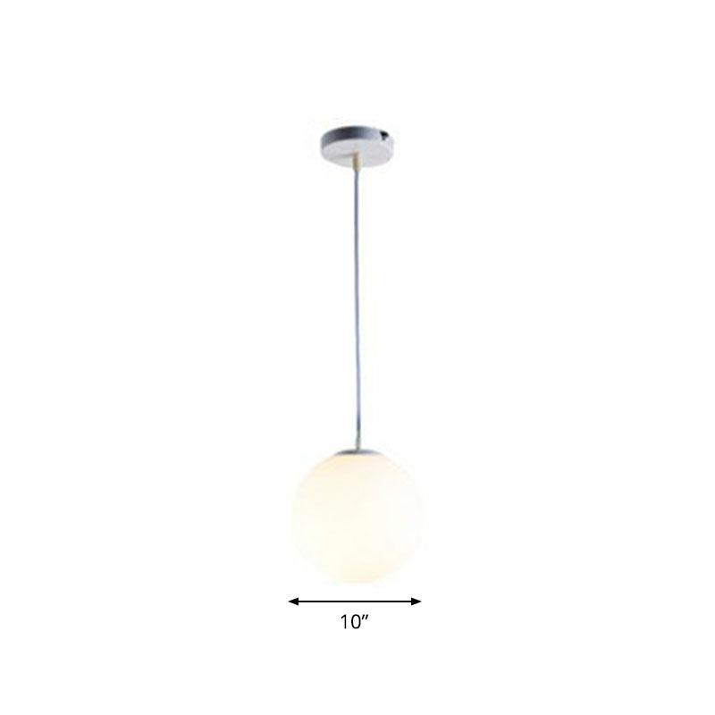 Opaque Glass Spherical Hanging Lamp Modern 1 Head White Pendant Lighting for Dining Room White 10" Clearhalo 'Ceiling Lights' 'Modern Pendants' 'Modern' 'Pendant Lights' 'Pendants' Lighting' 2254710