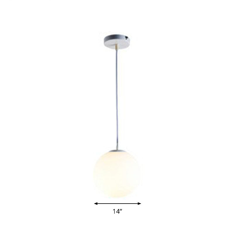 Opaque Glass Spherical Hanging Lamp Modern 1 Head White Pendant Lighting for Dining Room White 14" Clearhalo 'Ceiling Lights' 'Modern Pendants' 'Modern' 'Pendant Lights' 'Pendants' Lighting' 2254712