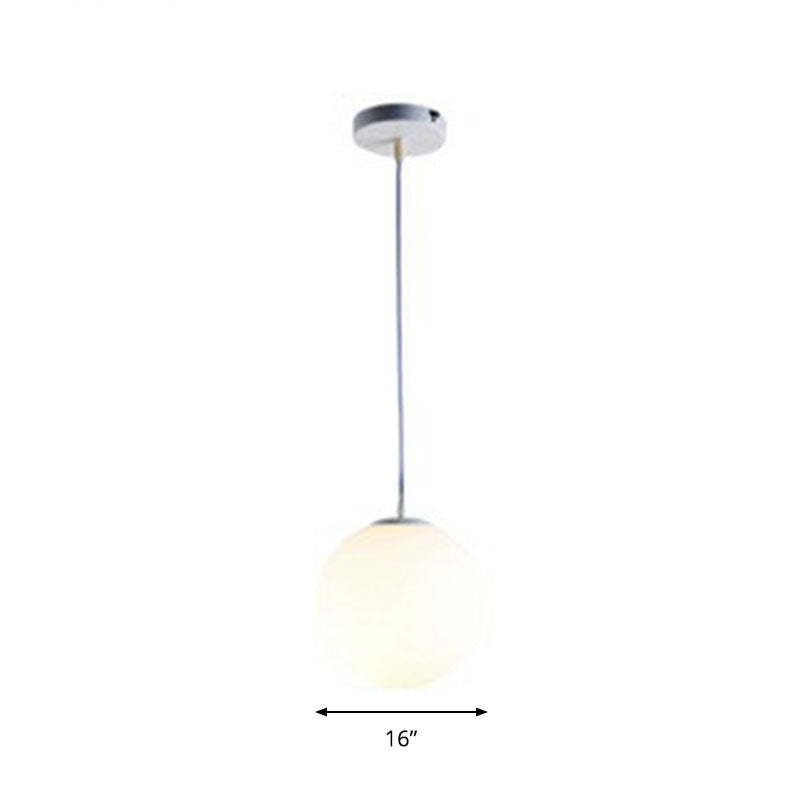 Opaque Glass Spherical Hanging Lamp Modern 1 Head White Pendant Lighting for Dining Room White 16" Clearhalo 'Ceiling Lights' 'Modern Pendants' 'Modern' 'Pendant Lights' 'Pendants' Lighting' 2254713