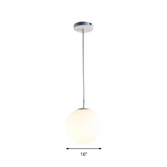 Opaque Glass Spherical Hanging Lamp Modern 1 Head White Pendant Lighting for Dining Room White 16" Clearhalo 'Ceiling Lights' 'Modern Pendants' 'Modern' 'Pendant Lights' 'Pendants' Lighting' 2254713