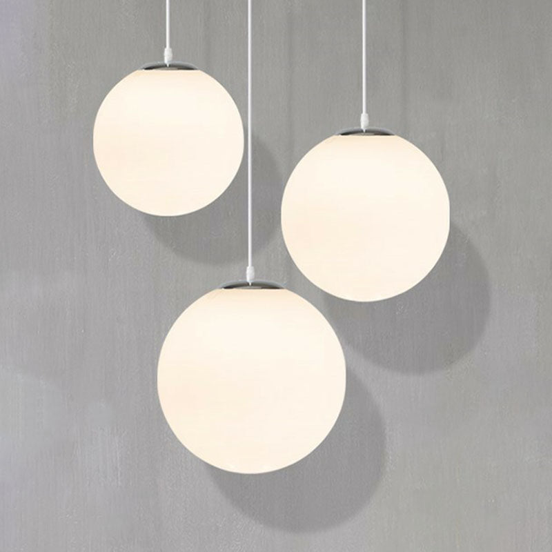 Single Restaurant Hanging Light Minimalist White Ceiling Lamp with Sphere Opal Glass Shade Clearhalo 'Ceiling Lights' 'Modern Pendants' 'Modern' 'Pendant Lights' 'Pendants' Lighting' 2254714