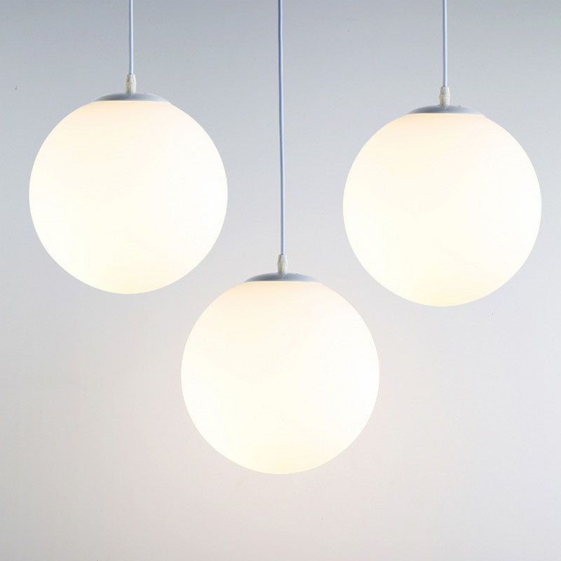 Single Restaurant Hanging Light Minimalist White Ceiling Lamp with Sphere Opal Glass Shade Clearhalo 'Ceiling Lights' 'Modern Pendants' 'Modern' 'Pendant Lights' 'Pendants' Lighting' 2254715