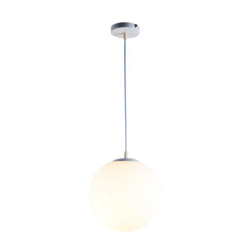 Single Restaurant Hanging Light Minimalist White Ceiling Lamp with Sphere Opal Glass Shade Clearhalo 'Ceiling Lights' 'Modern Pendants' 'Modern' 'Pendant Lights' 'Pendants' Lighting' 2254718