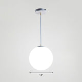 Single Restaurant Hanging Light Minimalist White Ceiling Lamp with Sphere Opal Glass Shade White 14" Clearhalo 'Ceiling Lights' 'Modern Pendants' 'Modern' 'Pendant Lights' 'Pendants' Lighting' 2254720