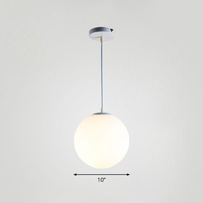 Single Restaurant Hanging Light Minimalist White Ceiling Lamp with Sphere Opal Glass Shade White 10" Clearhalo 'Ceiling Lights' 'Modern Pendants' 'Modern' 'Pendant Lights' 'Pendants' Lighting' 2254722