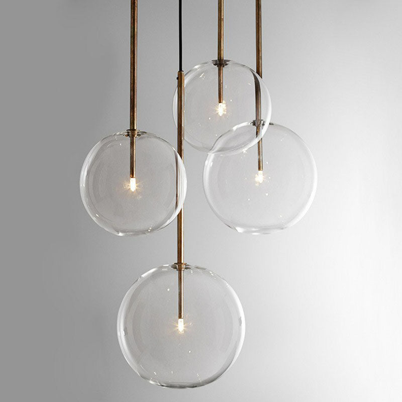 Hand-Blown Glass Globe Hanging Lamp Minimalism 1 Light Gold Finish Ceiling Pendant Clearhalo 'Ceiling Lights' 'Modern Pendants' 'Modern' 'Pendant Lights' 'Pendants' Lighting' 2254726