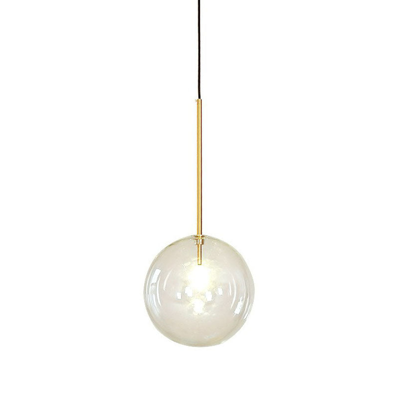 Hand-Blown Glass Globe Hanging Lamp Minimalism 1 Light Gold Finish Ceiling Pendant Clearhalo 'Ceiling Lights' 'Modern Pendants' 'Modern' 'Pendant Lights' 'Pendants' Lighting' 2254729