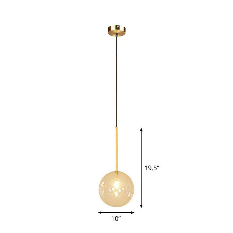 Hand-Blown Glass Globe Hanging Lamp Minimalism 1 Light Gold Finish Ceiling Pendant Gold 10" Clearhalo 'Ceiling Lights' 'Modern Pendants' 'Modern' 'Pendant Lights' 'Pendants' Lighting' 2254732