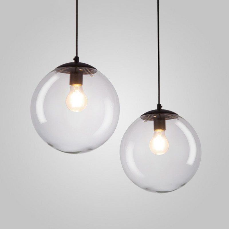 Spherical Pendant Light Simplicity Clear Glass 1-Bulb Black Suspended Lighting Fixture Clearhalo 'Ceiling Lights' 'Modern Pendants' 'Modern' 'Pendant Lights' 'Pendants' Lighting' 2254734