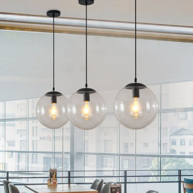 Sphere Restaurant Ceiling Suspension Lamp Glass Single-Bulb Simple Pendant Light in Black Clearhalo 'Ceiling Lights' 'Modern Pendants' 'Modern' 'Pendant Lights' 'Pendants' Lighting' 2254739