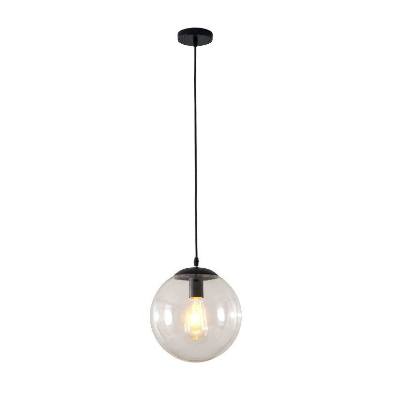 Sphere Restaurant Ceiling Suspension Lamp Glass Single-Bulb Simple Pendant Light in Black Clearhalo 'Ceiling Lights' 'Modern Pendants' 'Modern' 'Pendant Lights' 'Pendants' Lighting' 2254740