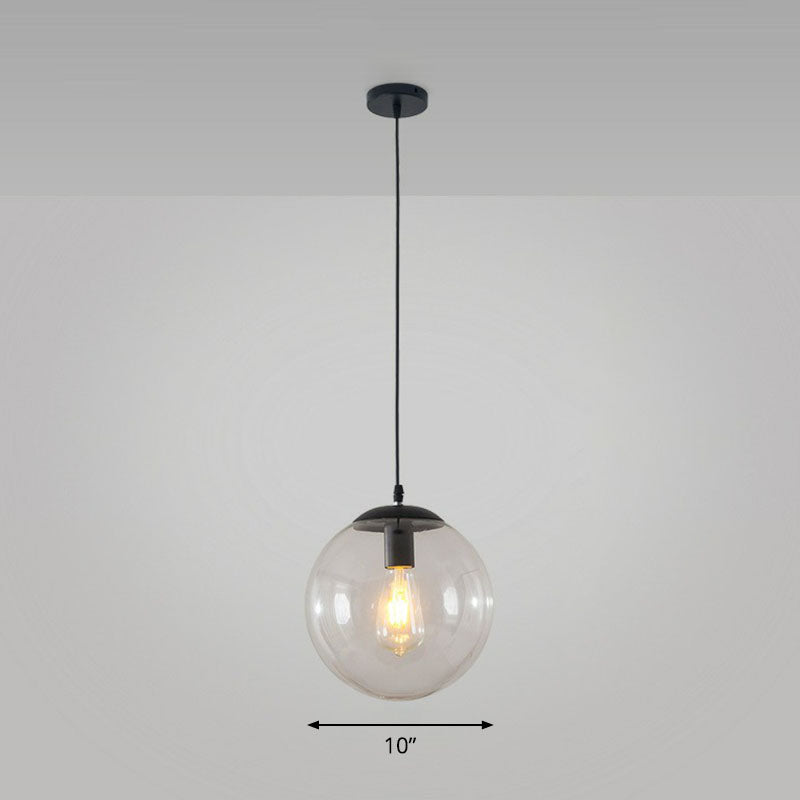 Sphere Restaurant Ceiling Suspension Lamp Glass Single-Bulb Simple Pendant Light in Black Black 10" Clear Clearhalo 'Ceiling Lights' 'Modern Pendants' 'Modern' 'Pendant Lights' 'Pendants' Lighting' 2254742