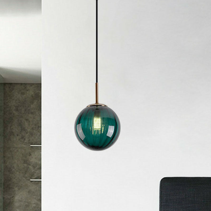 Multi-Color Glass Ball Pendulum Light Contemporary 1 Head Ceiling Pendant over Dining Table Green Clearhalo 'Ceiling Lights' 'Modern Pendants' 'Modern' 'Pendant Lights' 'Pendants' Lighting' 2254761