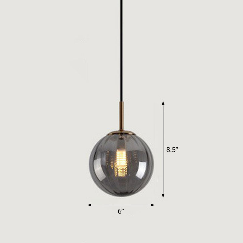 Multi-Color Glass Ball Pendulum Light Contemporary 1 Head Ceiling Pendant over Dining Table Smoke Gray Clearhalo 'Ceiling Lights' 'Modern Pendants' 'Modern' 'Pendant Lights' 'Pendants' Lighting' 2254765