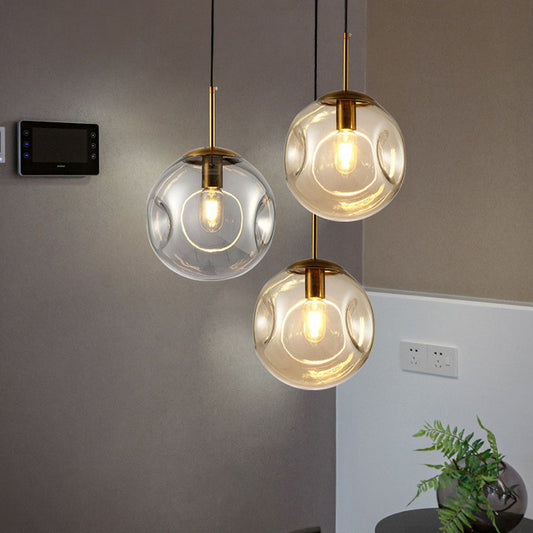 Dimpled Ball Suspension Lighting Modern Glass 1 Bulb Dining Room Ceiling Pendant Lamp Clearhalo 'Ceiling Lights' 'Modern Pendants' 'Modern' 'Pendant Lights' 'Pendants' Lighting' 2254768