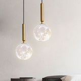 3D Print Moon Shaped Pendant Light Minimalist Creative Metal Single Hanging Lamp Gold Clearhalo 'Ceiling Lights' 'Modern Pendants' 'Modern' 'Pendant Lights' 'Pendants' Lighting' 2254780