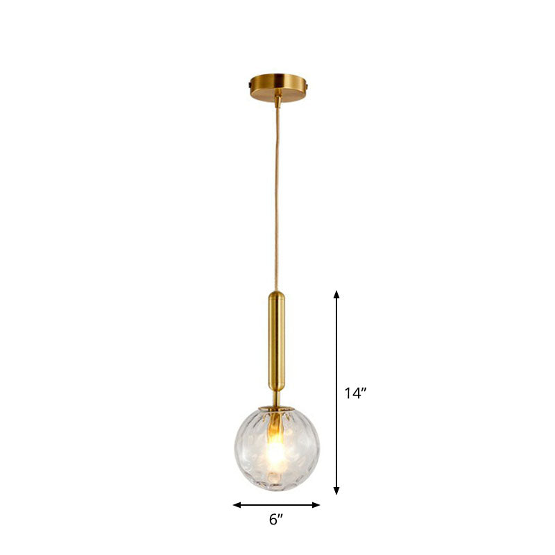 Ripple Glass Ball Pendant Lamp Postmodern 1 Head Gold Finish Hanging Ceiling Light Clearhalo 'Ceiling Lights' 'Modern Pendants' 'Modern' 'Pendant Lights' 'Pendants' Lighting' 2254798
