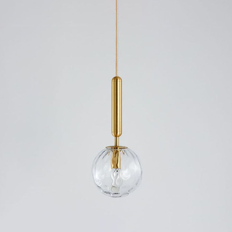 Ripple Glass Ball Pendant Lamp Postmodern 1 Head Gold Finish Hanging Ceiling Light Clearhalo 'Ceiling Lights' 'Modern Pendants' 'Modern' 'Pendant Lights' 'Pendants' Lighting' 2254799
