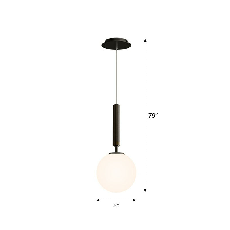 Post-Modern Style Ball Pendant Light Glass 1 Bulb Bedroom Suspended Lighting Fixture Black White Clearhalo 'Ceiling Lights' 'Modern Pendants' 'Modern' 'Pendant Lights' 'Pendants' Lighting' 2254802