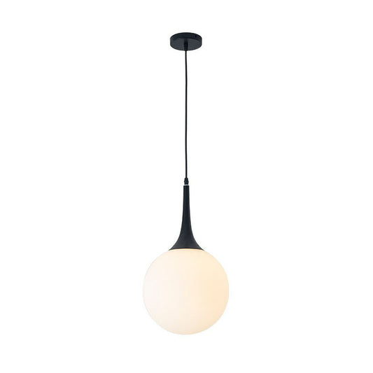 Spherical Cream Glass Suspension Light Minimalist 1-Light Hanging Pendant for Dining Room Clearhalo 'Ceiling Lights' 'Modern Pendants' 'Modern' 'Pendant Lights' 'Pendants' Lighting' 2254816