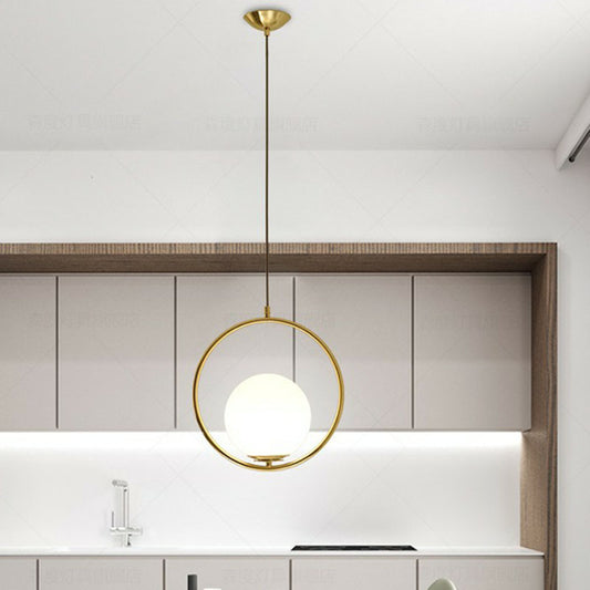 Ball Kitchen Down Lighting Pendant Milky Glass Single-Bulb Modern Hanging Ceiling Light Clearhalo 'Ceiling Lights' 'Modern Pendants' 'Modern' 'Pendant Lights' 'Pendants' Lighting' 2254877