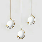 Novelty Simple Ball Pendant Light Cream Glass 1-Bulb Bedside Suspension Lighting in Gold Clearhalo 'Ceiling Lights' 'Modern Pendants' 'Modern' 'Pendant Lights' 'Pendants' Lighting' 2254926