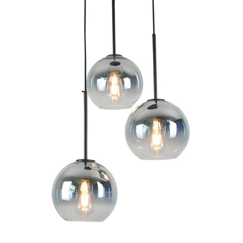 Post-Modern Globe Pendant Light Fixture Fading Glass 1 Head Dining Room Hanging Lamp in Silver Clearhalo 'Ceiling Lights' 'Modern Pendants' 'Modern' 'Pendant Lights' 'Pendants' Lighting' 2254951