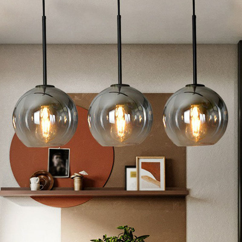 Post-Modern Globe Pendant Light Fixture Fading Glass 1 Head Dining Room Hanging Lamp in Silver Clearhalo 'Ceiling Lights' 'Modern Pendants' 'Modern' 'Pendant Lights' 'Pendants' Lighting' 2254954