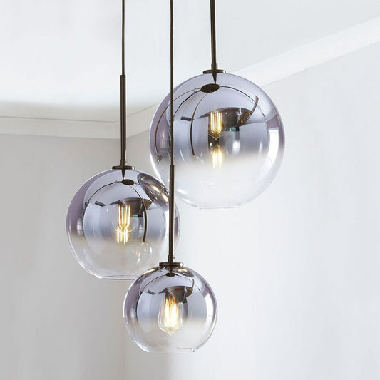 Post-Modern Globe Pendant Light Fixture Fading Glass 1 Head Dining Room Hanging Lamp in Silver Silver Clearhalo 'Ceiling Lights' 'Modern Pendants' 'Modern' 'Pendant Lights' 'Pendants' Lighting' 2254956