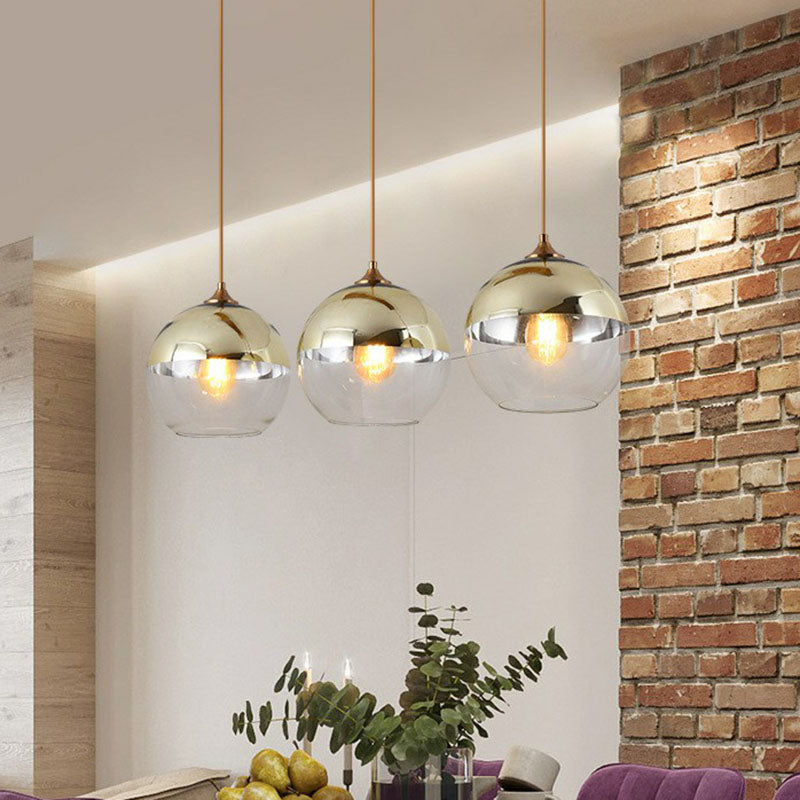Sphere Electroplate Glass Pendant Lighting Postmodern Single Ceiling Hang Light for Dining Room Gold Clearhalo 'Ceiling Lights' 'Modern Pendants' 'Modern' 'Pendant Lights' 'Pendants' Lighting' 2254957
