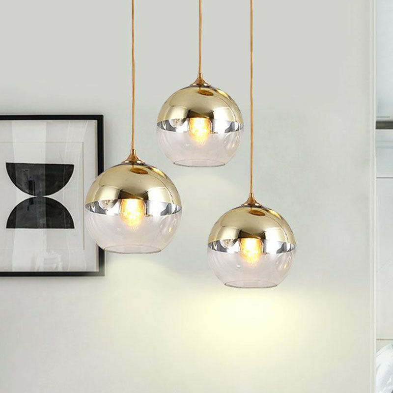 Sphere Electroplate Glass Pendant Lighting Postmodern Single Ceiling Hang Light for Dining Room Clearhalo 'Ceiling Lights' 'Modern Pendants' 'Modern' 'Pendant Lights' 'Pendants' Lighting' 2254958