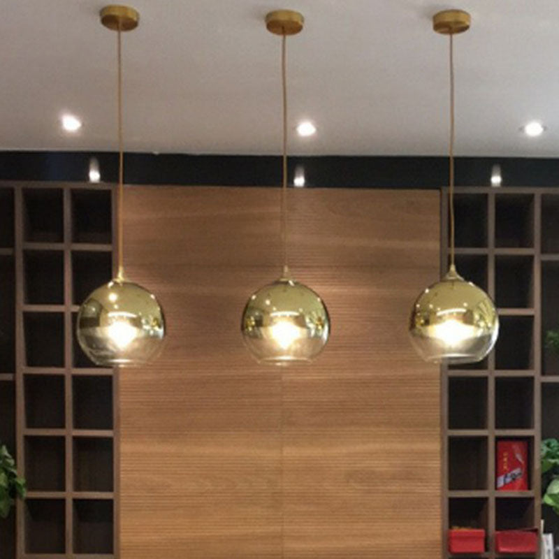 Sphere Electroplate Glass Pendant Lighting Postmodern Single Ceiling Hang Light for Dining Room Clearhalo 'Ceiling Lights' 'Modern Pendants' 'Modern' 'Pendant Lights' 'Pendants' Lighting' 2254960