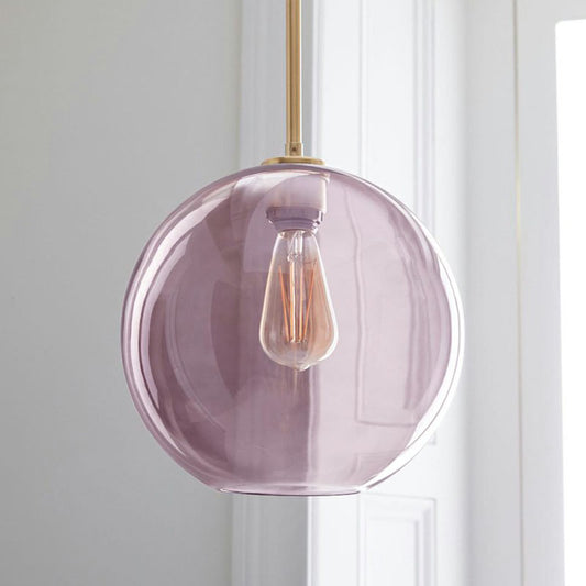 1-Light Dining Room Suspension Pendant Simplicity Ceiling Light with Globe Glass Shade Pink Clearhalo 'Ceiling Lights' 'Modern Pendants' 'Modern' 'Pendant Lights' 'Pendants' Lighting' 2254974