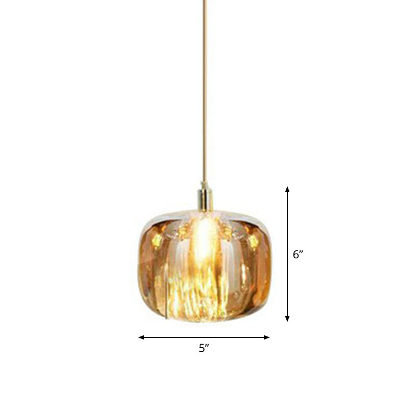 Pumpkin LED Pendant Lamp Creative Postmodern Mirror Glass Hanging Light for Cafe Amber Clearhalo 'Ceiling Lights' 'Modern Pendants' 'Modern' 'Pendant Lights' 'Pendants' Lighting' 2254980