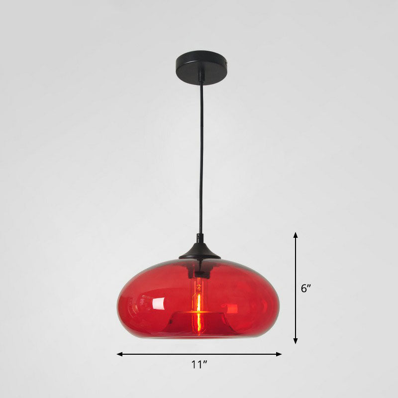 Modern Ellipse Suspension Lamp Glass 1 Head Dining Table Pendant Light Fixture in Black Red Clearhalo 'Ceiling Lights' 'Modern Pendants' 'Modern' 'Pendant Lights' 'Pendants' Lighting' 2255002