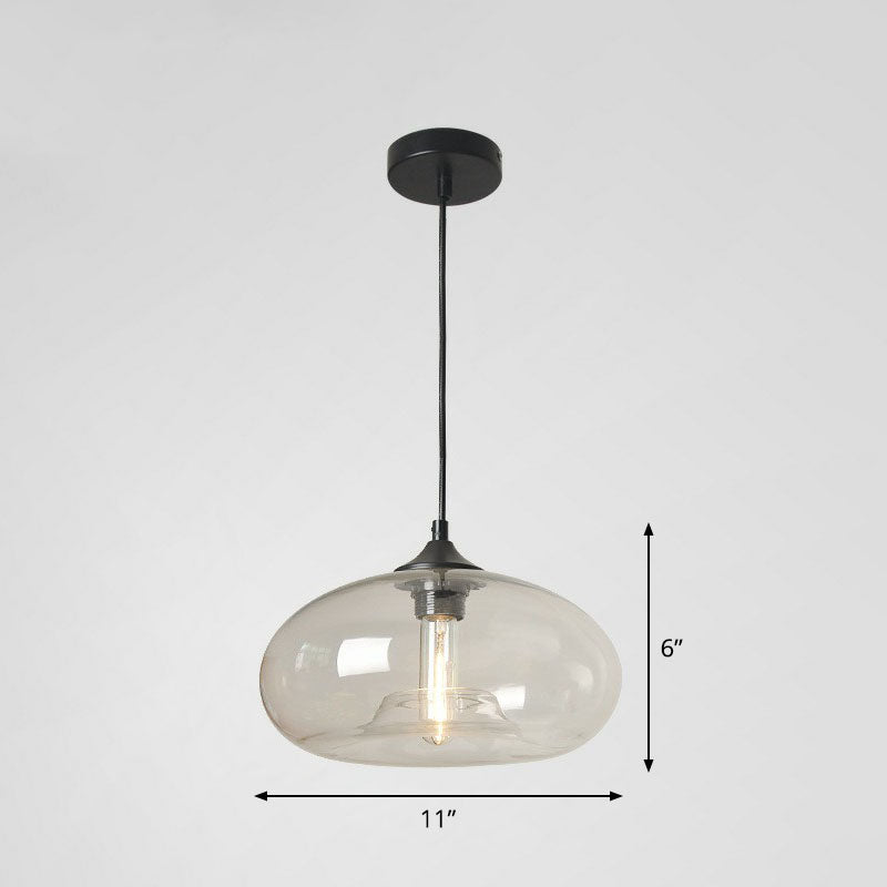 Modern Ellipse Suspension Lamp Glass 1 Head Dining Table Pendant Light Fixture in Black Clear Clearhalo 'Ceiling Lights' 'Modern Pendants' 'Modern' 'Pendant Lights' 'Pendants' Lighting' 2255005