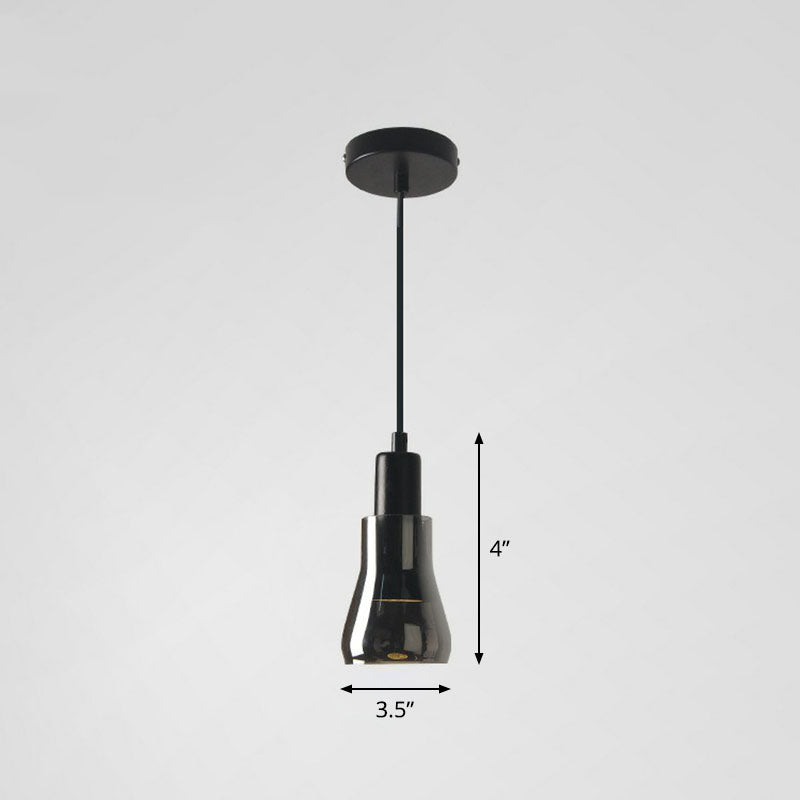 Smoke Grey Glass Pot Lid Pendant Light Contemporary 1-Light Black Ceiling Lighting for Dining Room Black D Clearhalo 'Ceiling Lights' 'Modern Pendants' 'Modern' 'Pendant Lights' 'Pendants' Lighting' 2255015