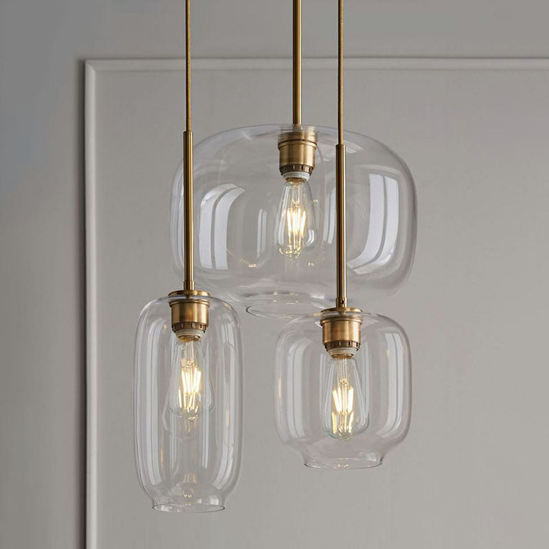 Clear Glass Mug Shaped Hanging Light Simplicity 1 Bulb Gold Finish Suspension Pendant Light Clearhalo 'Ceiling Lights' 'Modern Pendants' 'Modern' 'Pendant Lights' 'Pendants' Lighting' 2255026