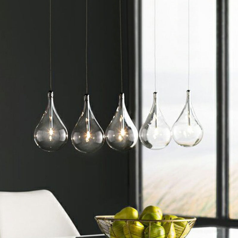 Water-Drop LED Pendant Lamp Minimalism Clear Glass Snack Bar Ceiling Light in Chrome Clearhalo 'Ceiling Lights' 'Modern Pendants' 'Modern' 'Pendant Lights' 'Pendants' Lighting' 2255034