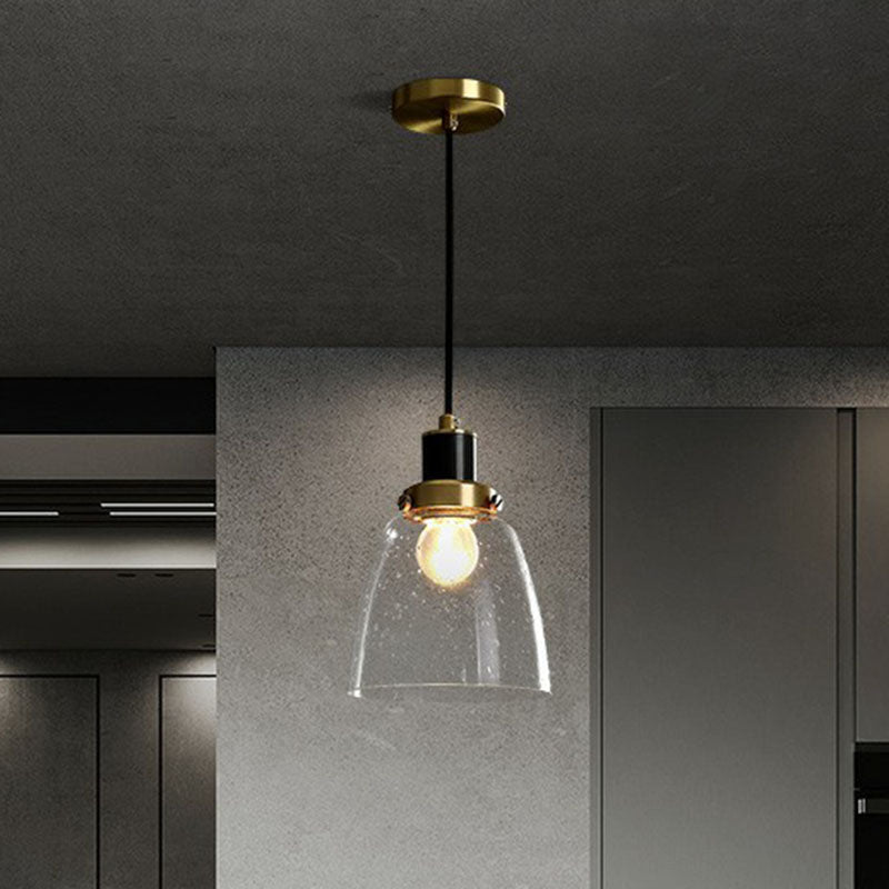 Geometry Pendant Lighting Fixture Simple Clear Seeded Glass Single Bedroom Hanging Lamp Clearhalo 'Ceiling Lights' 'Modern Pendants' 'Modern' 'Pendant Lights' 'Pendants' Lighting' 2255052